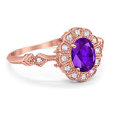 Art Deco Oval Natural Stone Wedding Ring