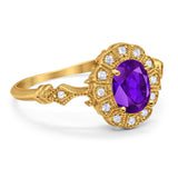 Art Deco Oval Natural Stone Wedding Ring