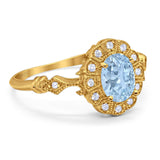Art Deco Oval Natural Stone Wedding Ring