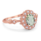 Art Deco Oval Natural Stone Wedding Ring