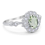 Art Deco Oval Natural Stone Wedding Ring