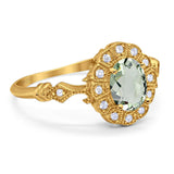 Art Deco Oval Natural Stone Wedding Ring
