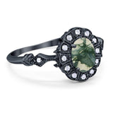 Art Deco Oval Natural Stone Wedding Ring