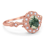 Art Deco Oval Natural Stone Wedding Ring