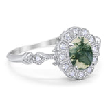 Art Deco Oval Natural Stone Wedding Ring