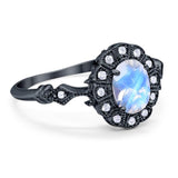 Art Deco Oval Natural Stone Wedding Ring