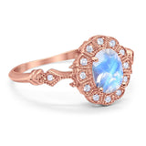 Art Deco Oval Natural Stone Wedding Ring