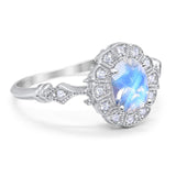 Art Deco Oval Natural Stone Wedding Ring