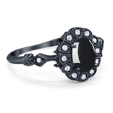 Art Deco Oval Natural Stone Wedding Ring