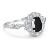 Art Deco Oval Natural Stone Wedding Ring