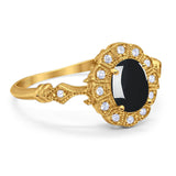 Art Deco Oval Natural Stone Wedding Ring