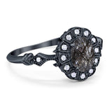 Art Deco Oval Natural Stone Wedding Ring