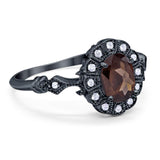 Art Deco Oval Natural Stone Wedding Ring