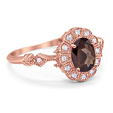 Art Deco Oval Natural Stone Wedding Ring
