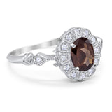 Art Deco Oval Natural Stone Wedding Ring