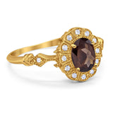 Art Deco Oval Natural Stone Wedding Ring