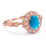 Art Deco Oval Natural Stone Wedding Ring
