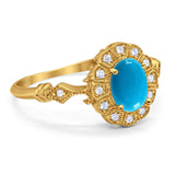 Art Deco Oval Natural Stone Wedding Ring