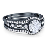 Three Piece Round Natural Stone Bridal Ring