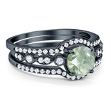 Three Piece Round Natural Stone Bridal Ring