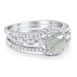 Three Piece Round Natural Stone Bridal Ring