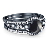 Three Piece Round Natural Stone Bridal Ring