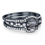Three Piece Round Natural Stone Bridal Ring