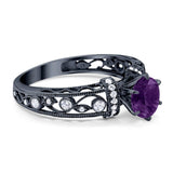 Art Deco Round Natural Stone Floral Ring
