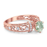 Art Deco Round Natural Stone Floral Ring