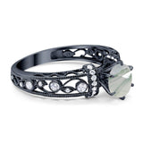 Art Deco Round Natural Stone Floral Ring