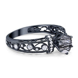 Art Deco Round Natural Stone Floral Ring