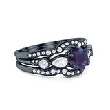 Three Piece Round Natural Stone Cocktail Ring