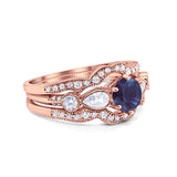 Three Piece Round Natural Stone Cocktail Ring