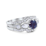 Three Piece Round Natural Stone Cocktail Ring