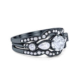 Three Piece Round Natural Stone Cocktail Ring