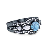 Three Piece Round Natural Stone Cocktail Ring