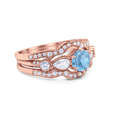 Three Piece Round Natural Stone Cocktail Ring