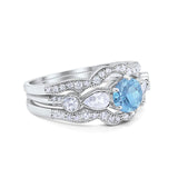 Three Piece Round Natural Stone Cocktail Ring