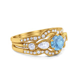 Three Piece Round Natural Stone Cocktail Ring