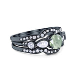Three Piece Round Natural Stone Cocktail Ring
