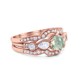 Three Piece Round Natural Stone Cocktail Ring