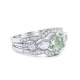 Three Piece Round Natural Stone Cocktail Ring