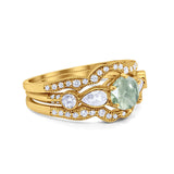 Three Piece Round Natural Stone Cocktail Ring