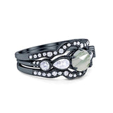 Three Piece Round Natural Stone Cocktail Ring
