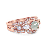 Three Piece Round Natural Stone Cocktail Ring