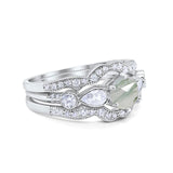 Three Piece Round Natural Stone Cocktail Ring