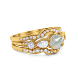 Three Piece Round Natural Stone Cocktail Ring