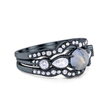 Three Piece Round Natural Stone Cocktail Ring