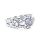 Three Piece Round Natural Stone Cocktail Ring