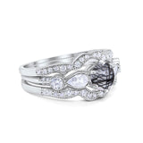 Three Piece Round Natural Stone Cocktail Ring